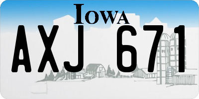 IA license plate AXJ671