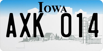 IA license plate AXK014