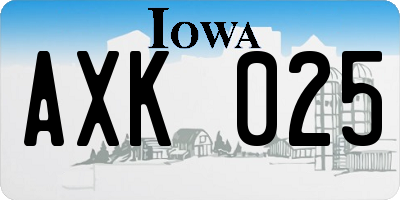 IA license plate AXK025