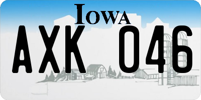 IA license plate AXK046