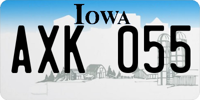 IA license plate AXK055