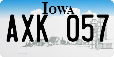 IA license plate AXK057
