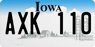 IA license plate AXK110