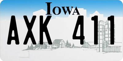 IA license plate AXK411