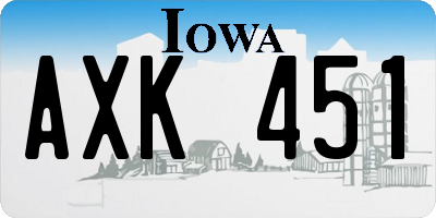 IA license plate AXK451