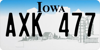 IA license plate AXK477