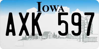 IA license plate AXK597
