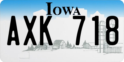 IA license plate AXK718