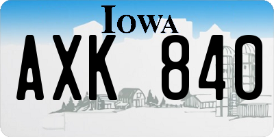 IA license plate AXK840
