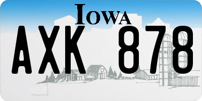 IA license plate AXK878