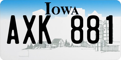 IA license plate AXK881