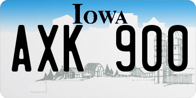 IA license plate AXK900