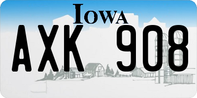 IA license plate AXK908