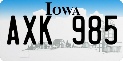 IA license plate AXK985