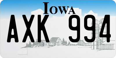 IA license plate AXK994
