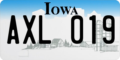 IA license plate AXL019