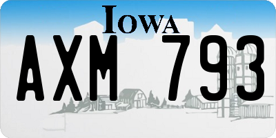 IA license plate AXM793