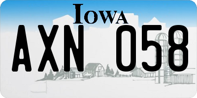 IA license plate AXN058