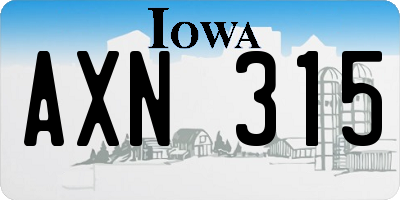 IA license plate AXN315