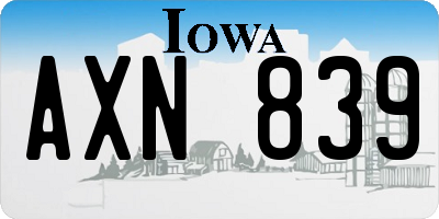 IA license plate AXN839