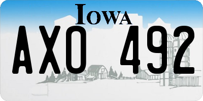 IA license plate AXO492