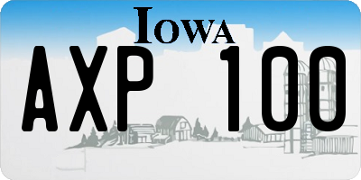 IA license plate AXP100