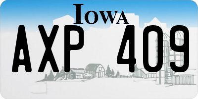 IA license plate AXP409