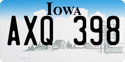 IA license plate AXQ398