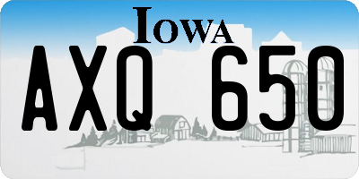 IA license plate AXQ650