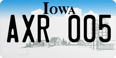 IA license plate AXR005