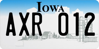 IA license plate AXR012