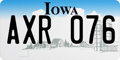 IA license plate AXR076