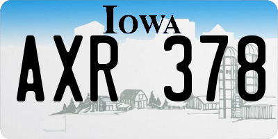 IA license plate AXR378