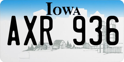 IA license plate AXR936