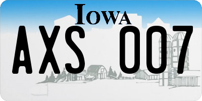 IA license plate AXS007