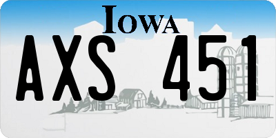 IA license plate AXS451