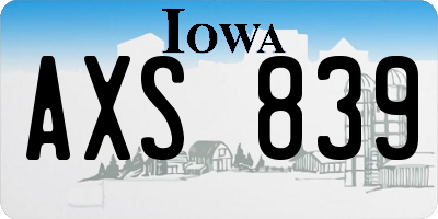 IA license plate AXS839