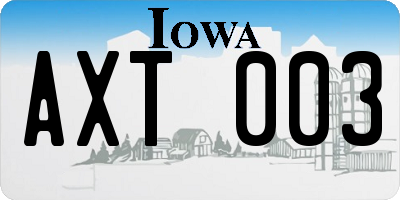 IA license plate AXT003