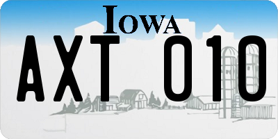IA license plate AXT010