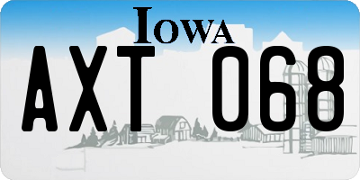 IA license plate AXT068
