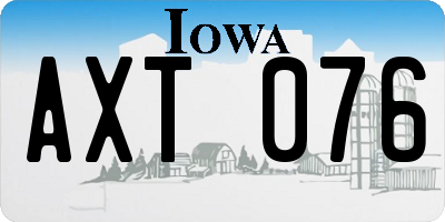 IA license plate AXT076
