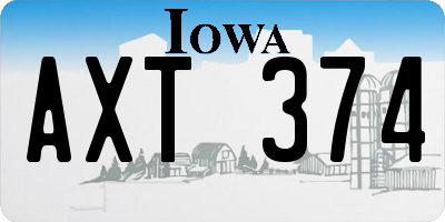 IA license plate AXT374