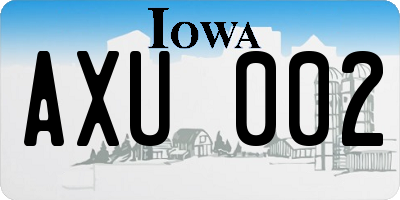 IA license plate AXU002