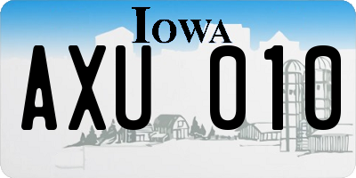 IA license plate AXU010