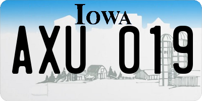 IA license plate AXU019
