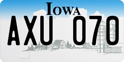 IA license plate AXU070