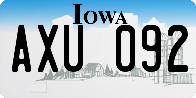 IA license plate AXU092