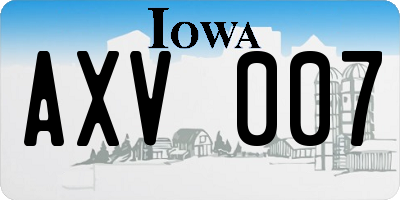 IA license plate AXV007