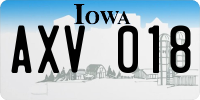 IA license plate AXV018