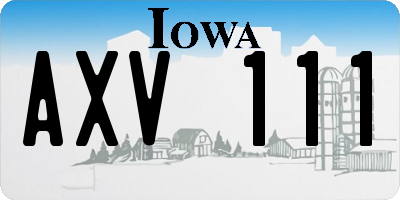 IA license plate AXV111